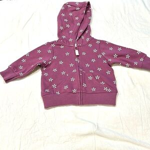 Carters 3 mo purple Daisy zip hoodie